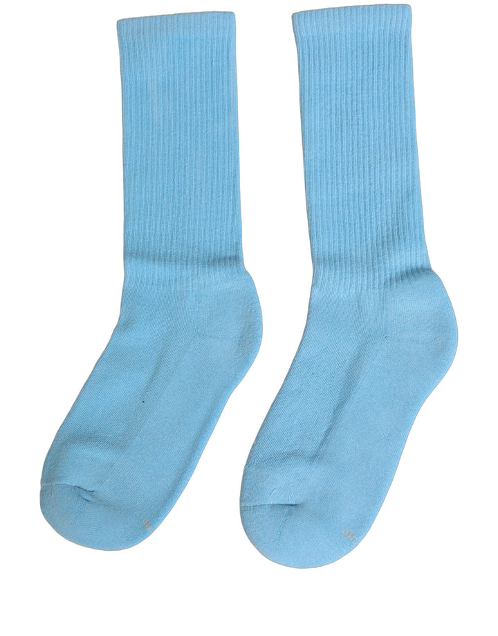 Dolce &amp; Gabbana Light Blue Cotton Ribbed Mid Calf Accessory Socks