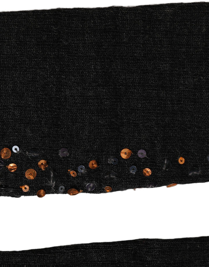 Dolce &amp; Gabbana Dark Gray Sequined Wool Knee High Accessory Socks