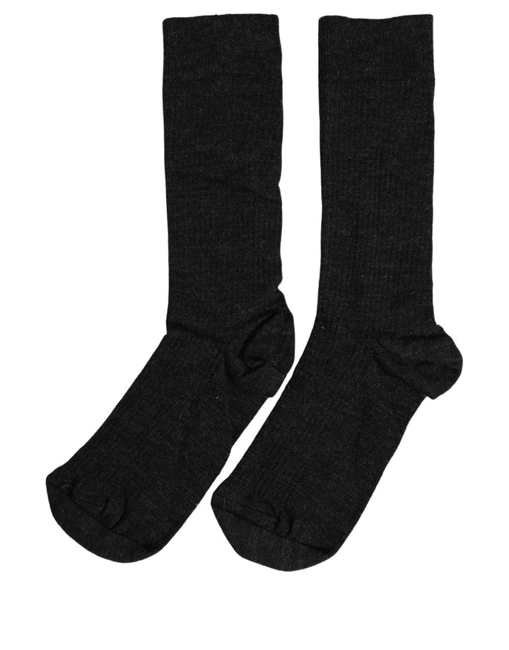 Dolce &amp; Gabbana Black Wool DG Logo Mid Calf Accessory Socks