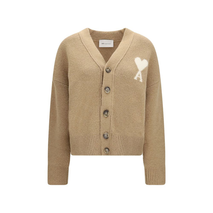 Ami Paris Beige Alpaca Vicugna Pacos Cardigan