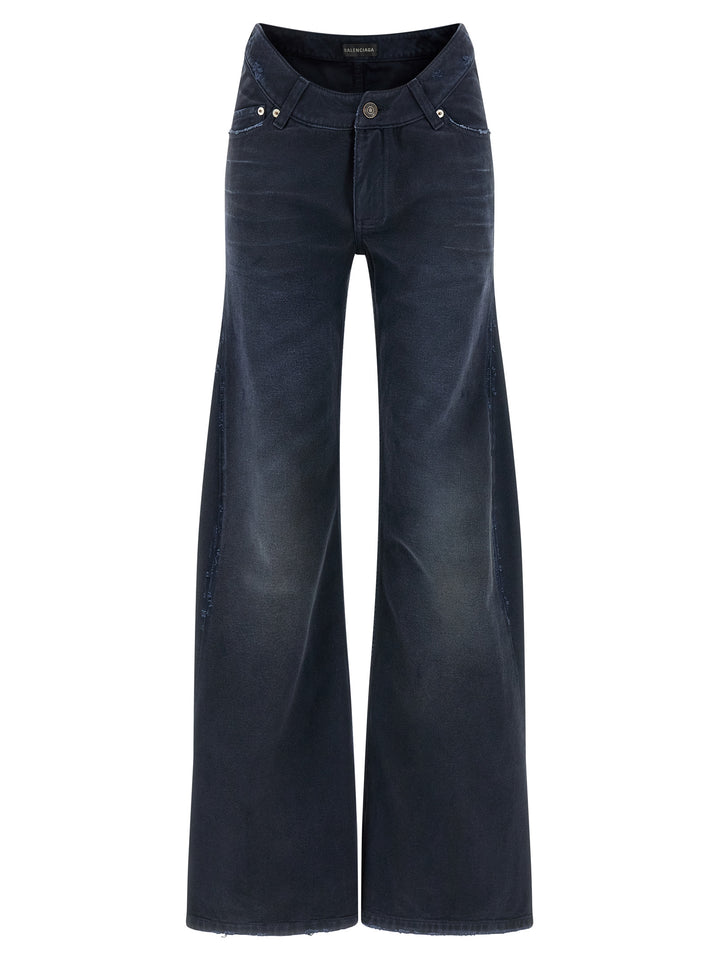 Balenciaga Blue Cotton Flared Jeans