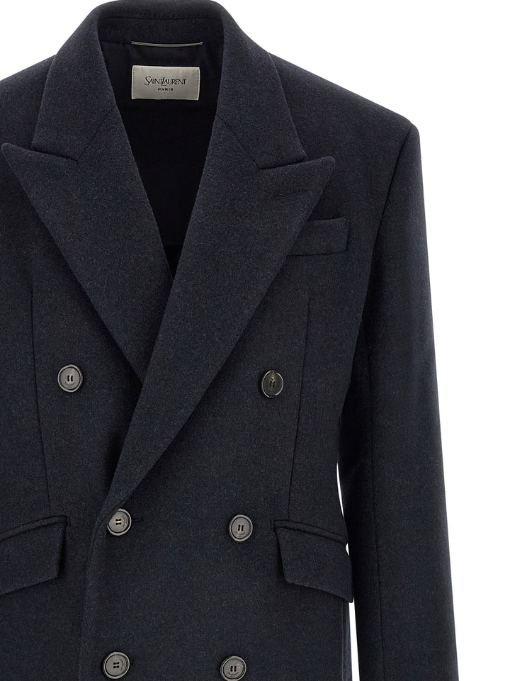 Saint Laurent Blue Wool Coat