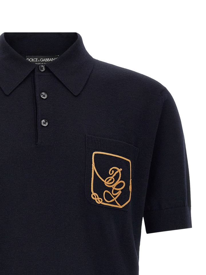 Dolce &amp; Gabbana Blue Virgin Wool Polo Shirt