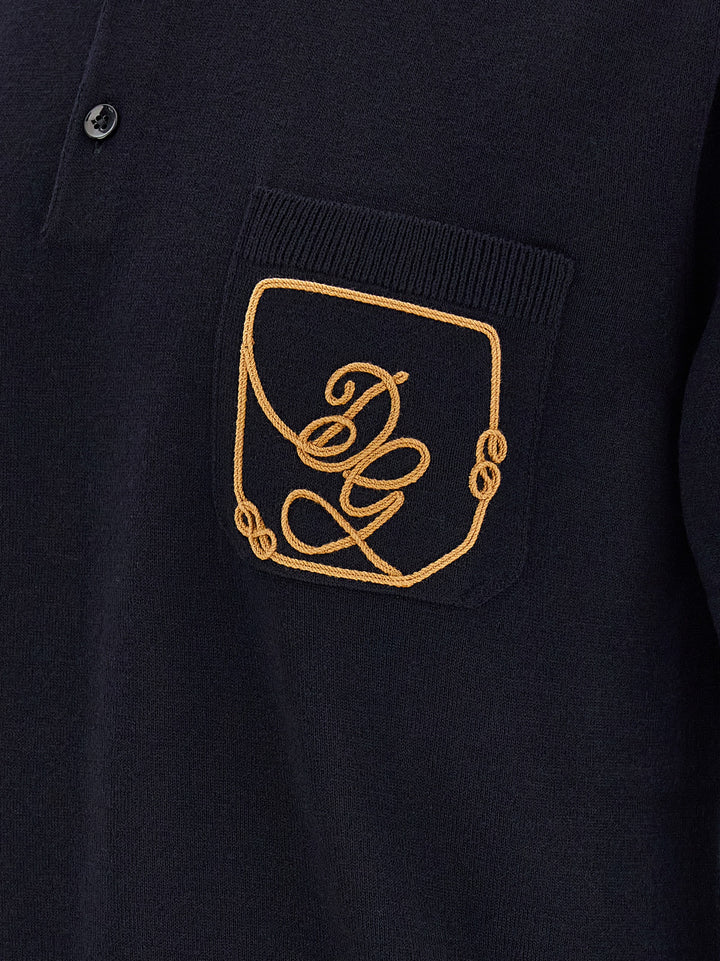 Dolce &amp; Gabbana Blue Virgin Wool Polo Shirt