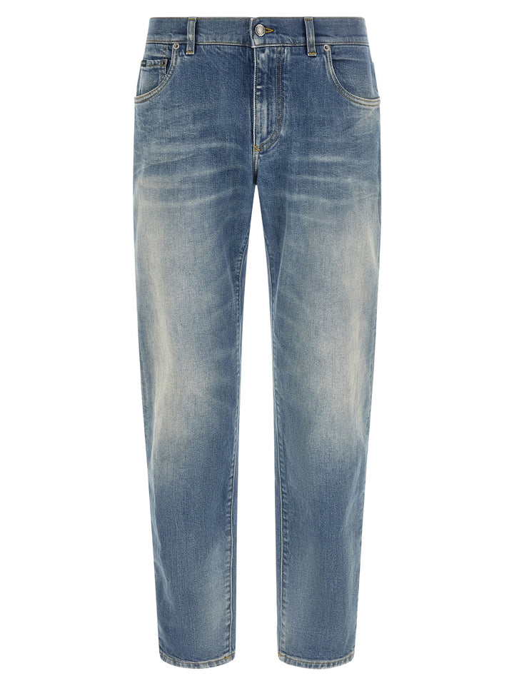 Dolce &amp; Gabbana Blue Cotton Straight-Leg Jeans