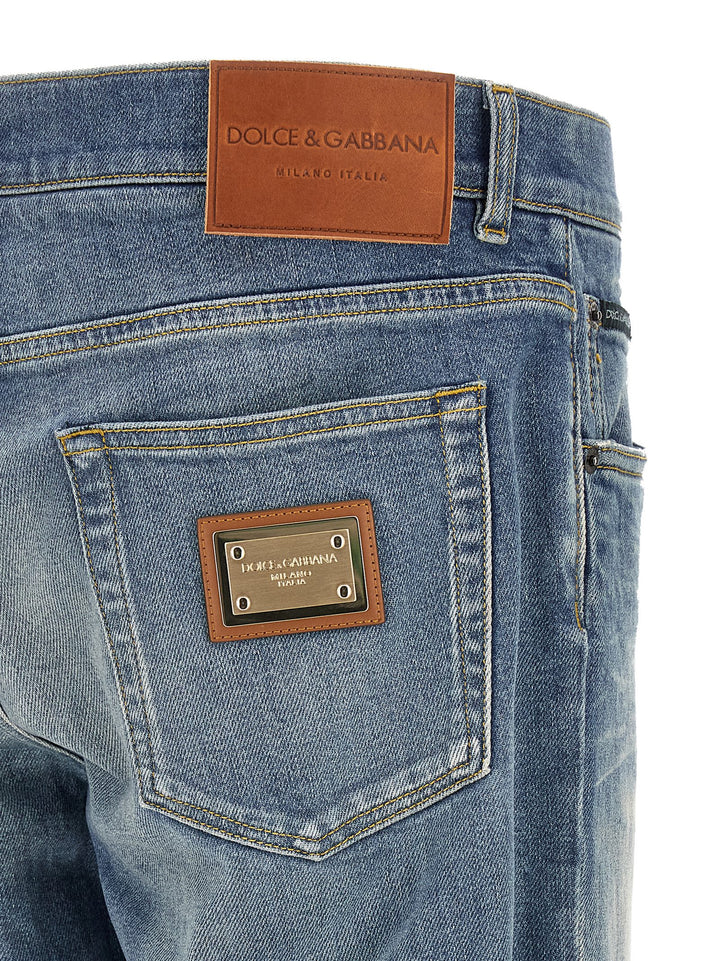 Dolce &amp; Gabbana Blue Cotton Straight-Leg Jeans