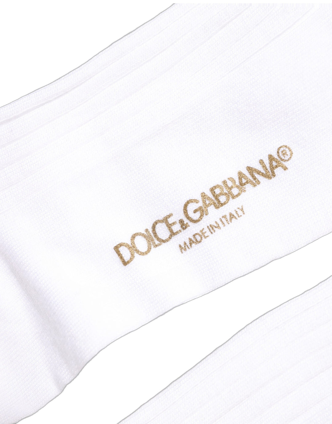 Dolce &amp; Gabbana White Cotton Ribbed Logo Over The Calf Women Socks
