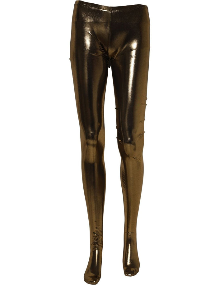 Dolce &amp; Gabbana Gold Metallic Leggings Pantyhose Stockings Socks