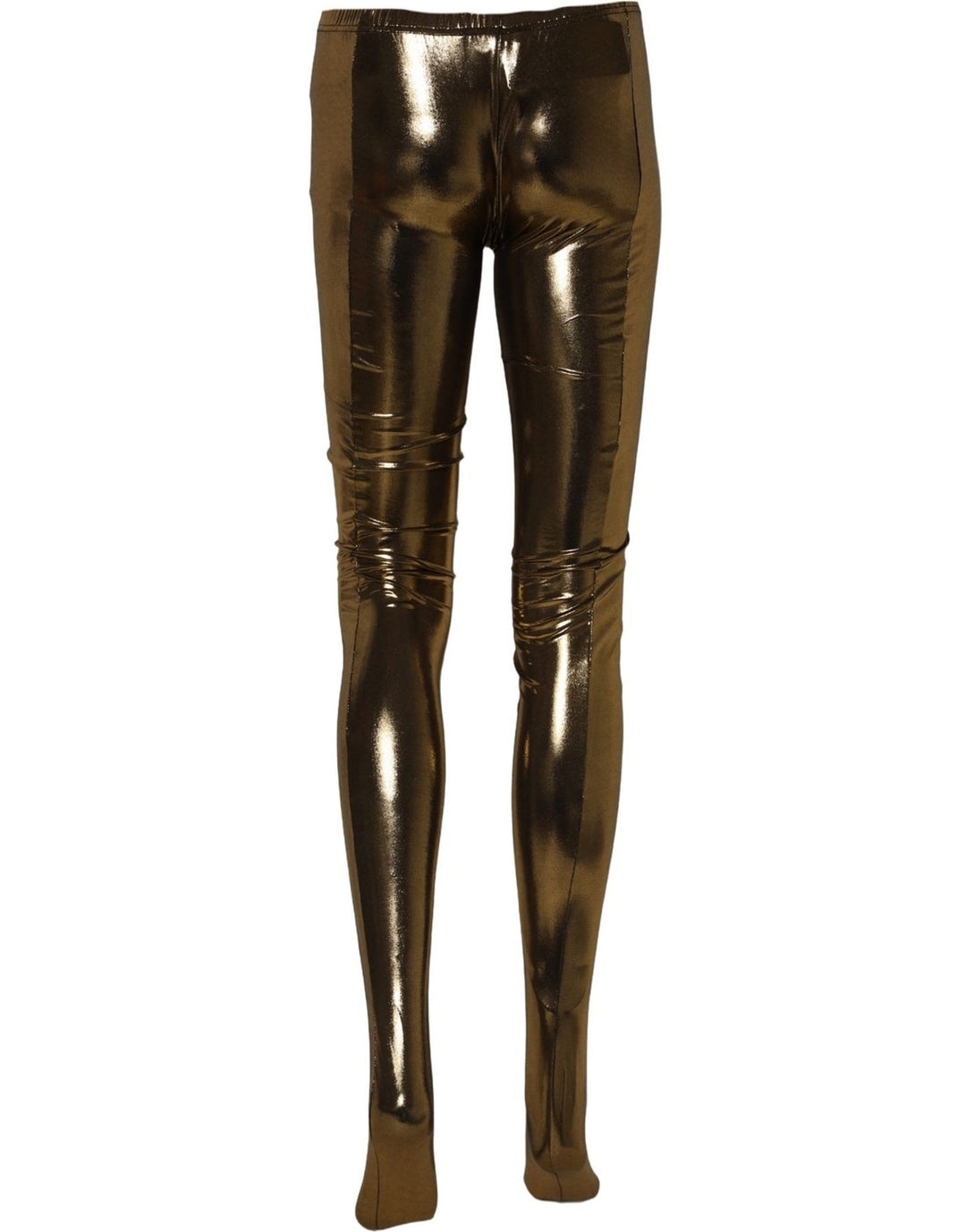 Dolce &amp; Gabbana Gold Metallic Leggings Pantyhose Stockings Socks