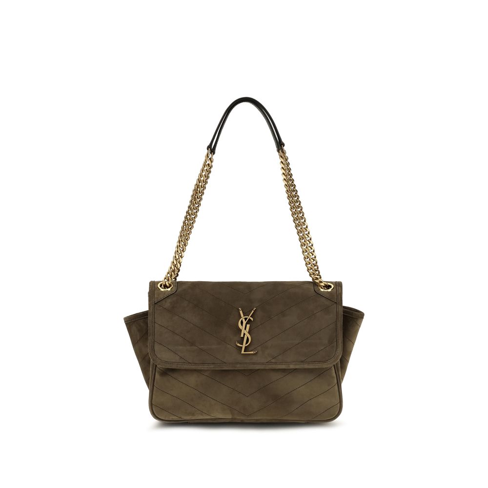 Saint Laurent Bicolor Suede Leather Shoulder Bag
