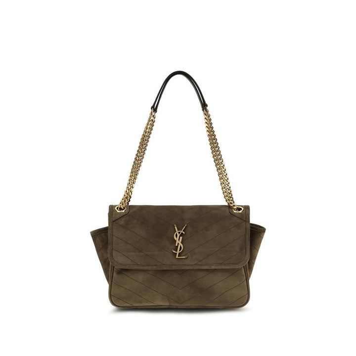 Saint Laurent Bicolor Suede Leather Shoulder Bag