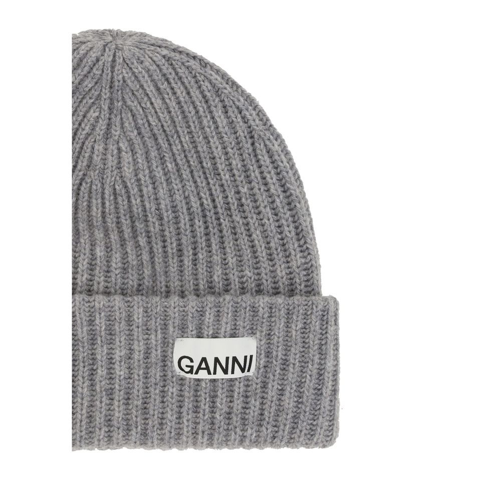 Ganni Gray Wool Oves Aries Beanie