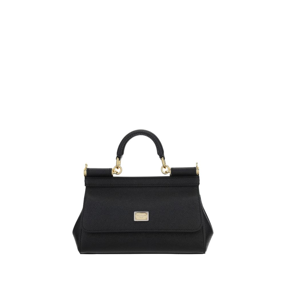 Dolce &amp; Gabbana Black Calf Leather Bos Taurus Handbag