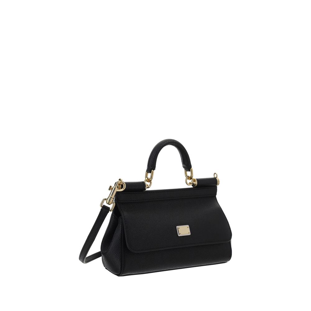 Dolce &amp; Gabbana Black Calf Leather Bos Taurus Handbag
