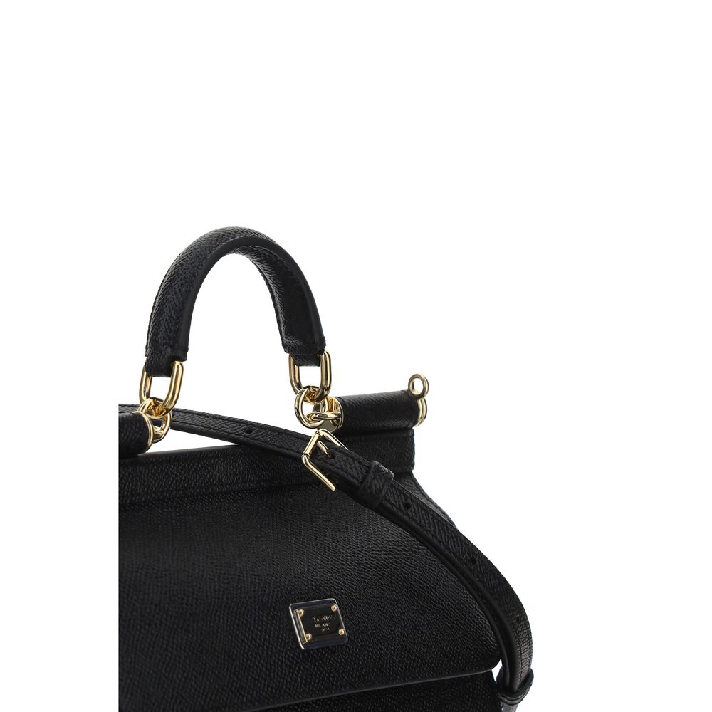 Dolce &amp; Gabbana Black Calf Leather Bos Taurus Handbag