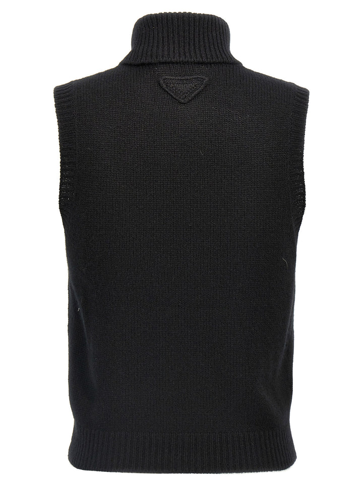 Prada Black Cashmere Sleeveless Jacket