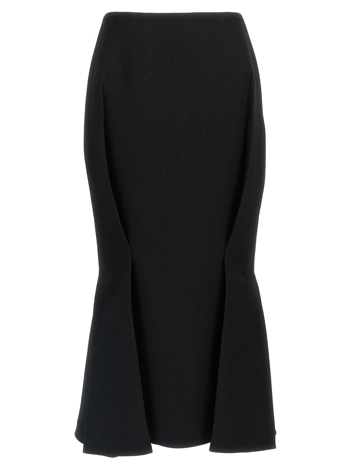 Prada Black Virgin Wool Midi Skirt