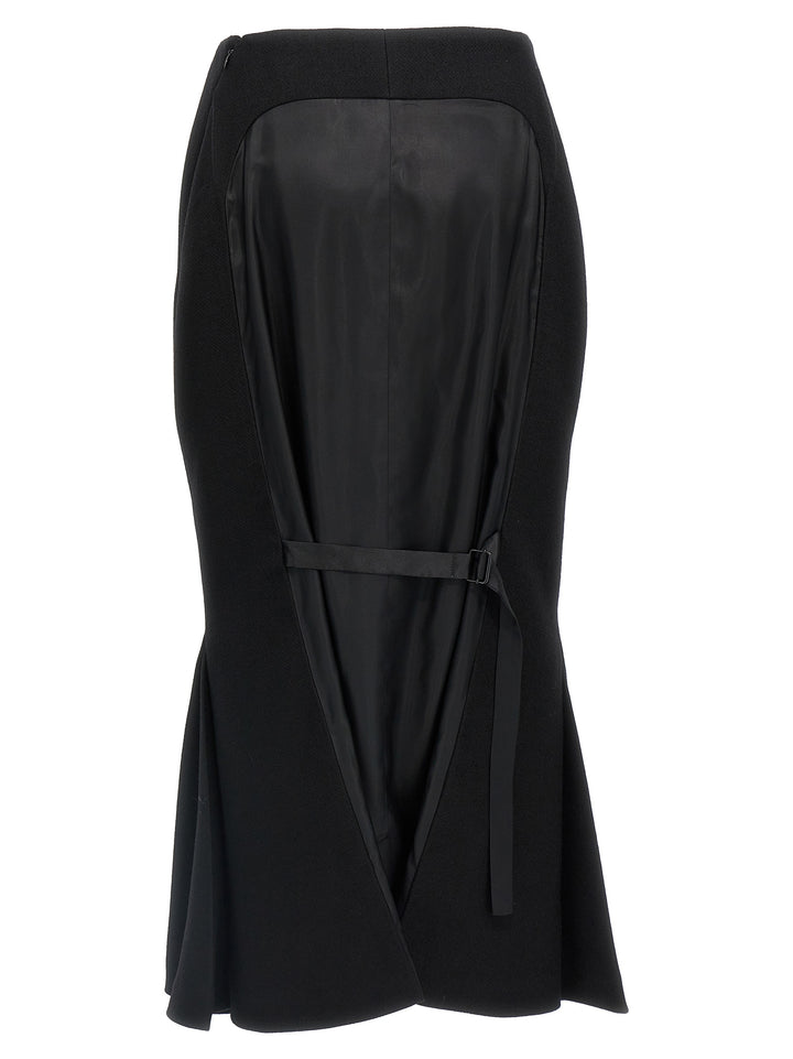 Prada Black Virgin Wool Midi Skirt