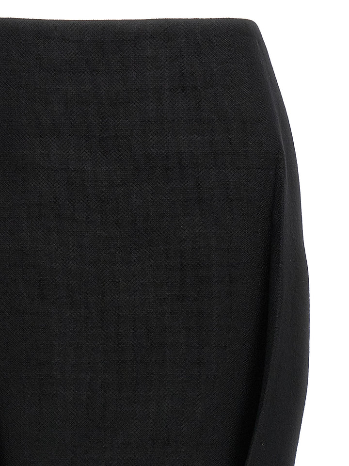 Prada Black Virgin Wool Midi Skirt