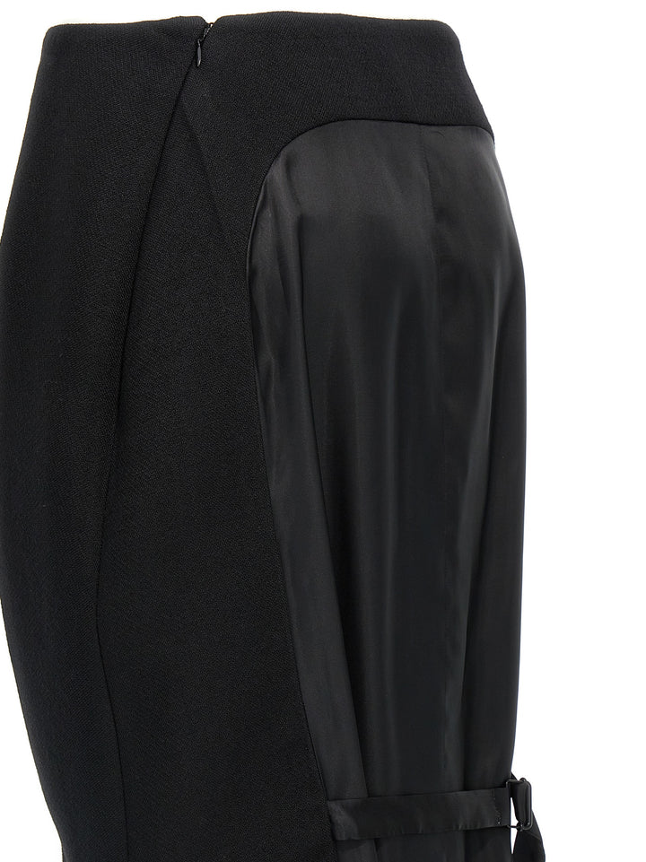 Prada Black Virgin Wool Midi Skirt