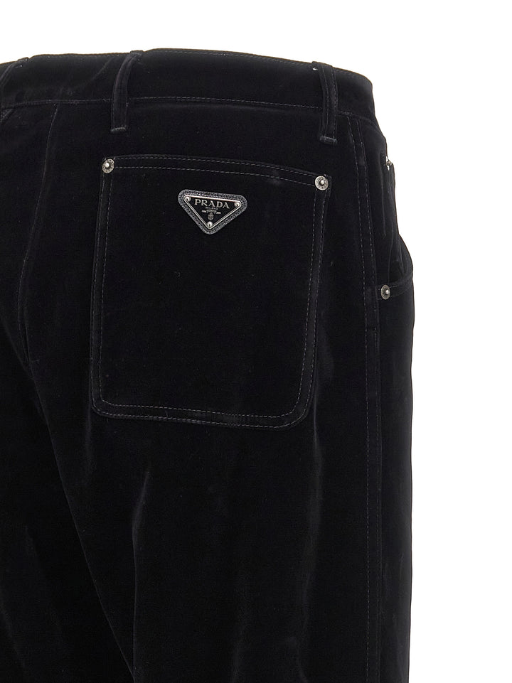 Prada Black Cotton Casual Pants