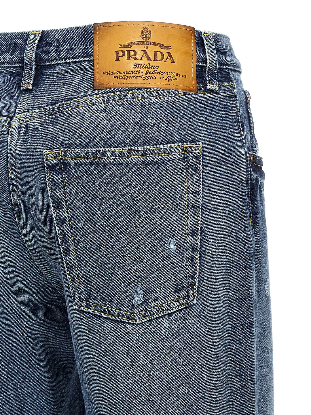 Prada Blue Cotton Straight-Leg Jeans