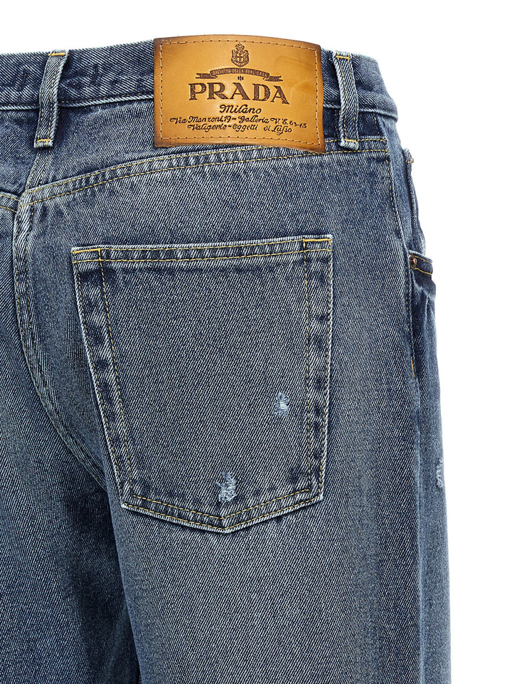 Prada Blue Cotton Straight-Leg Jeans