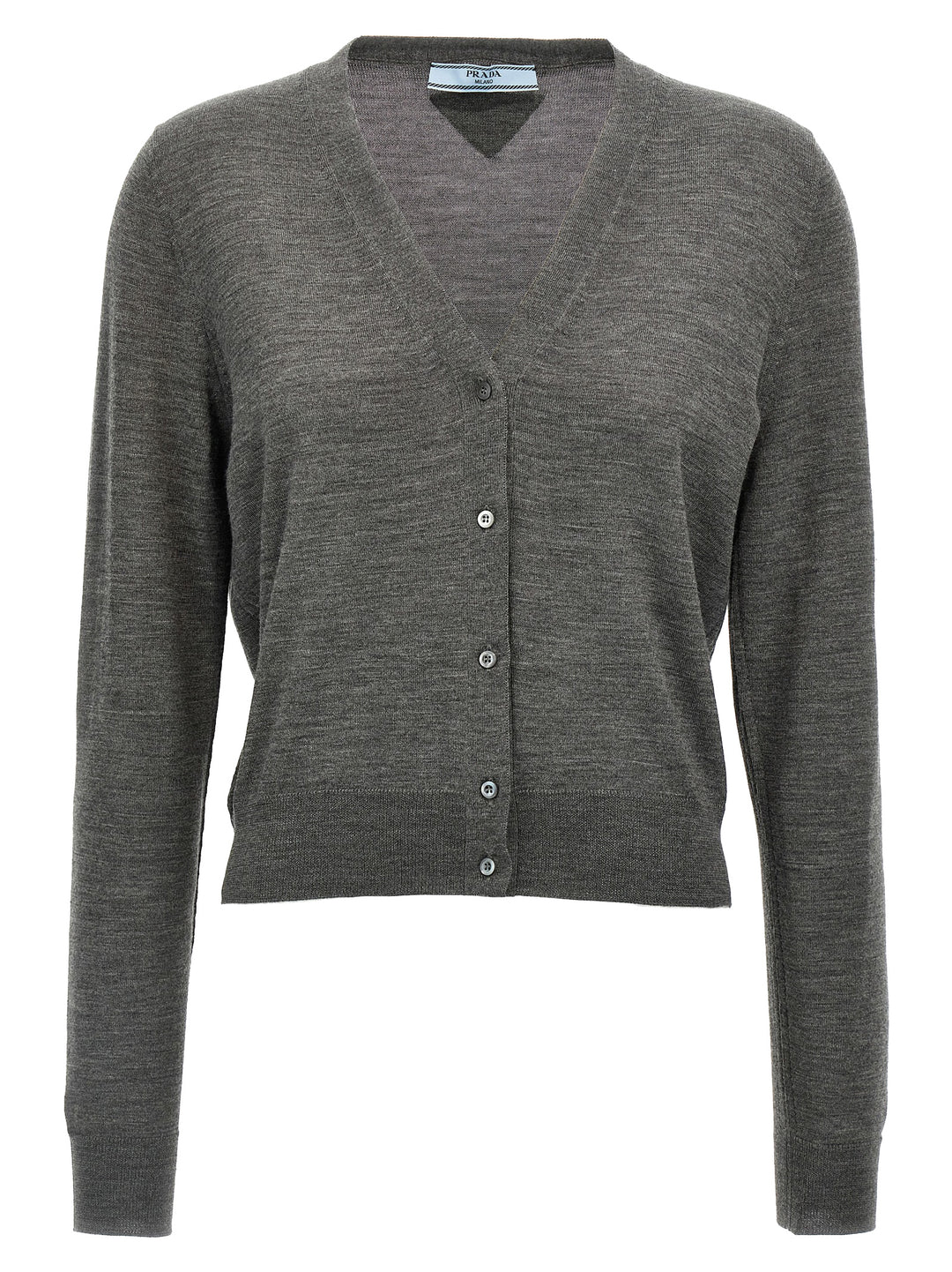Prada Gray Virgin Wool Cardigan