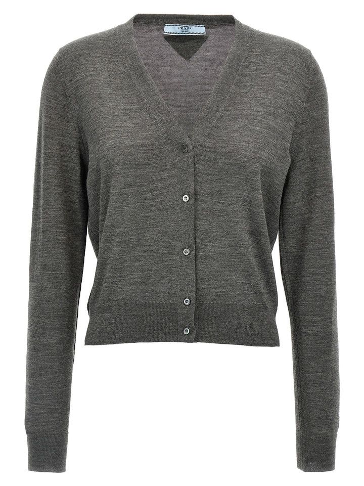 Prada Gray Virgin Wool Cardigan