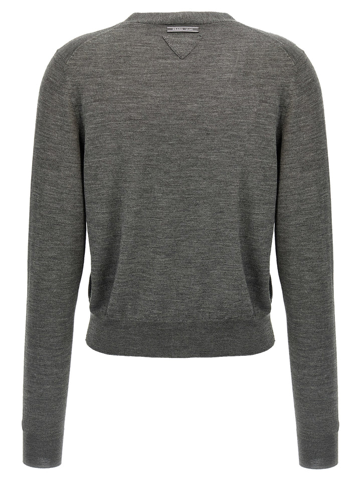 Prada Gray Virgin Wool Cardigan