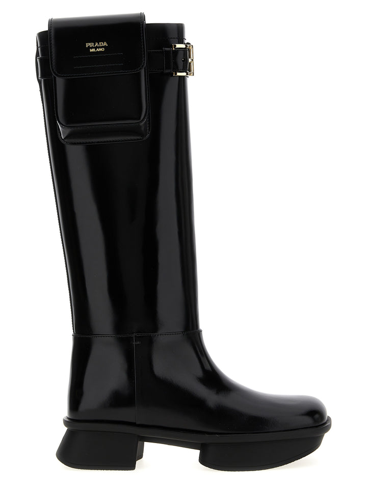 Prada Black Calfskin Over The Knee