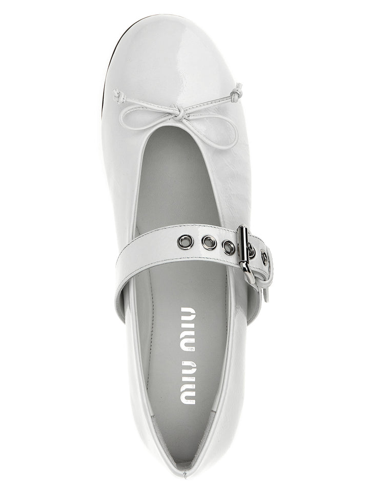 Miu Miu White Calfskin Ballet Flats
