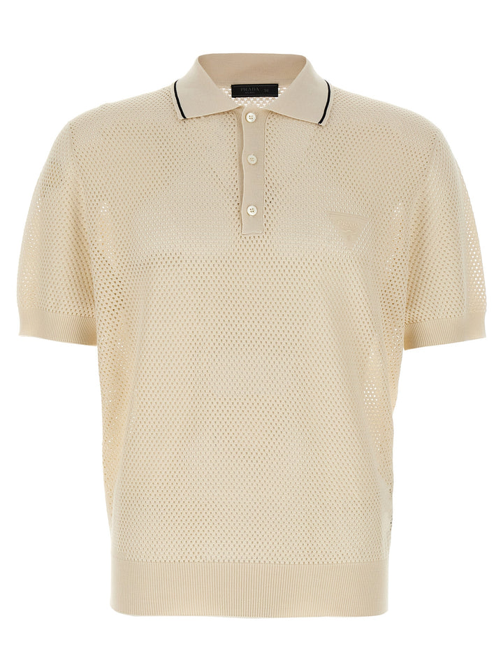 Prada White Silk Polo Shirt