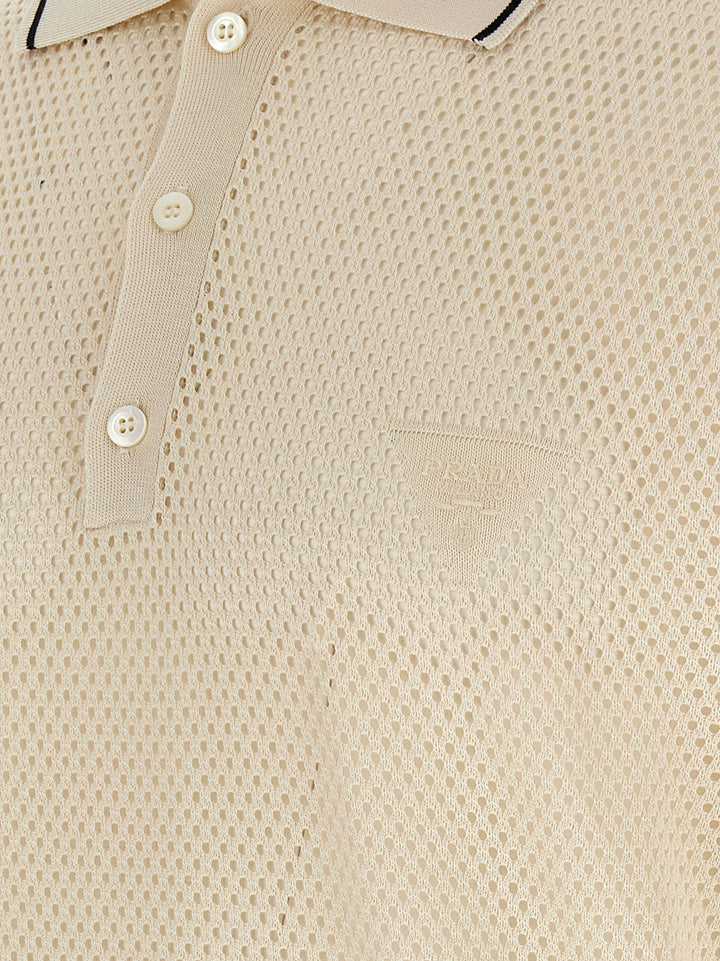 Prada White Silk Polo Shirt