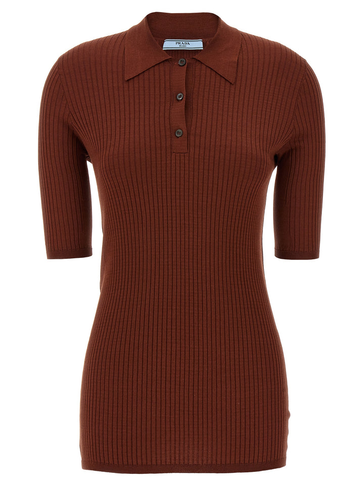 Prada Brown Cotton Polo Shirt