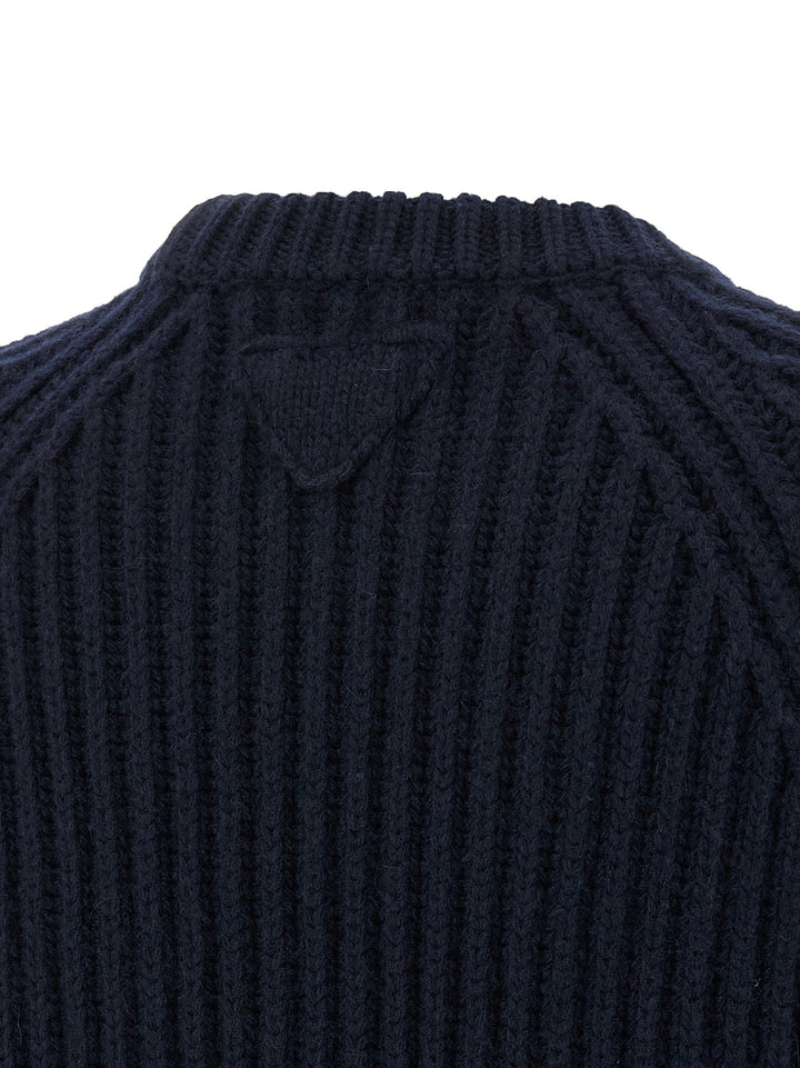 Prada Blue Virgin Wool Cardigan