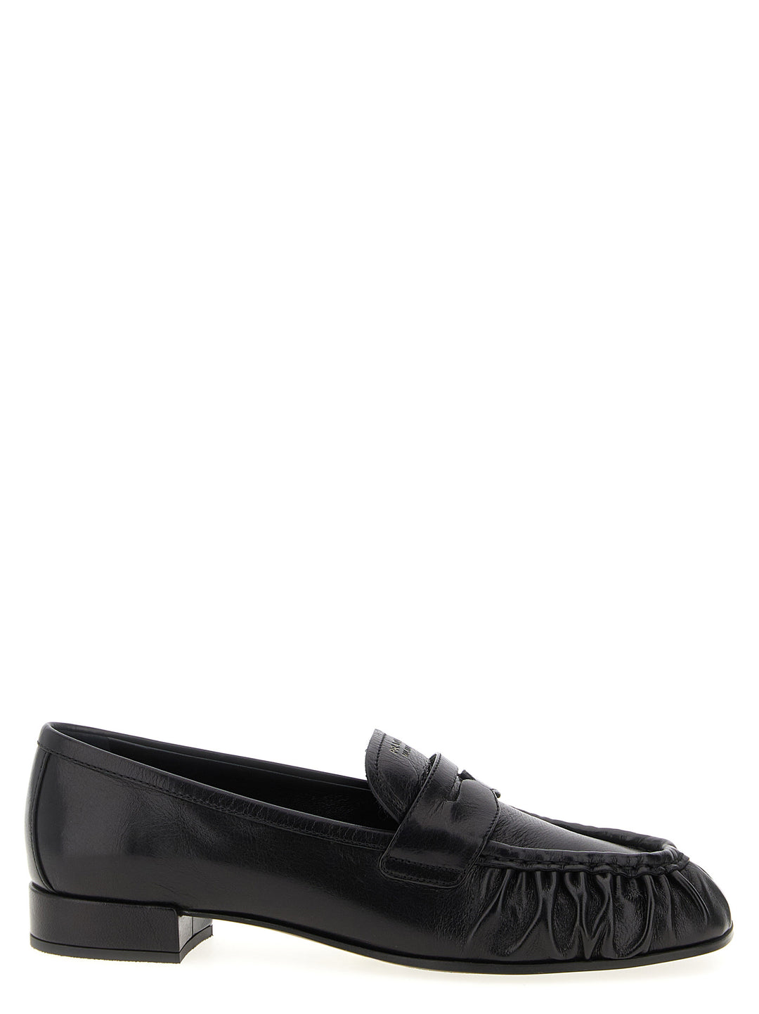 Prada Black Buffalo Leather Slip-On Loafers