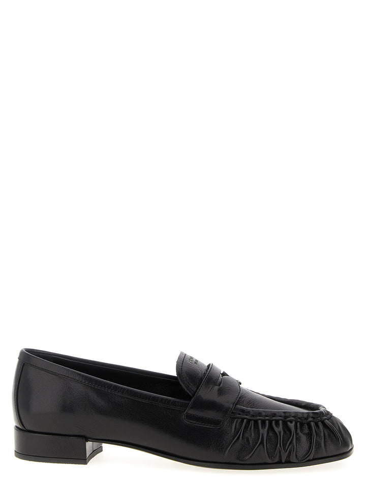 Prada Black Buffalo Leather Slip-On Loafers