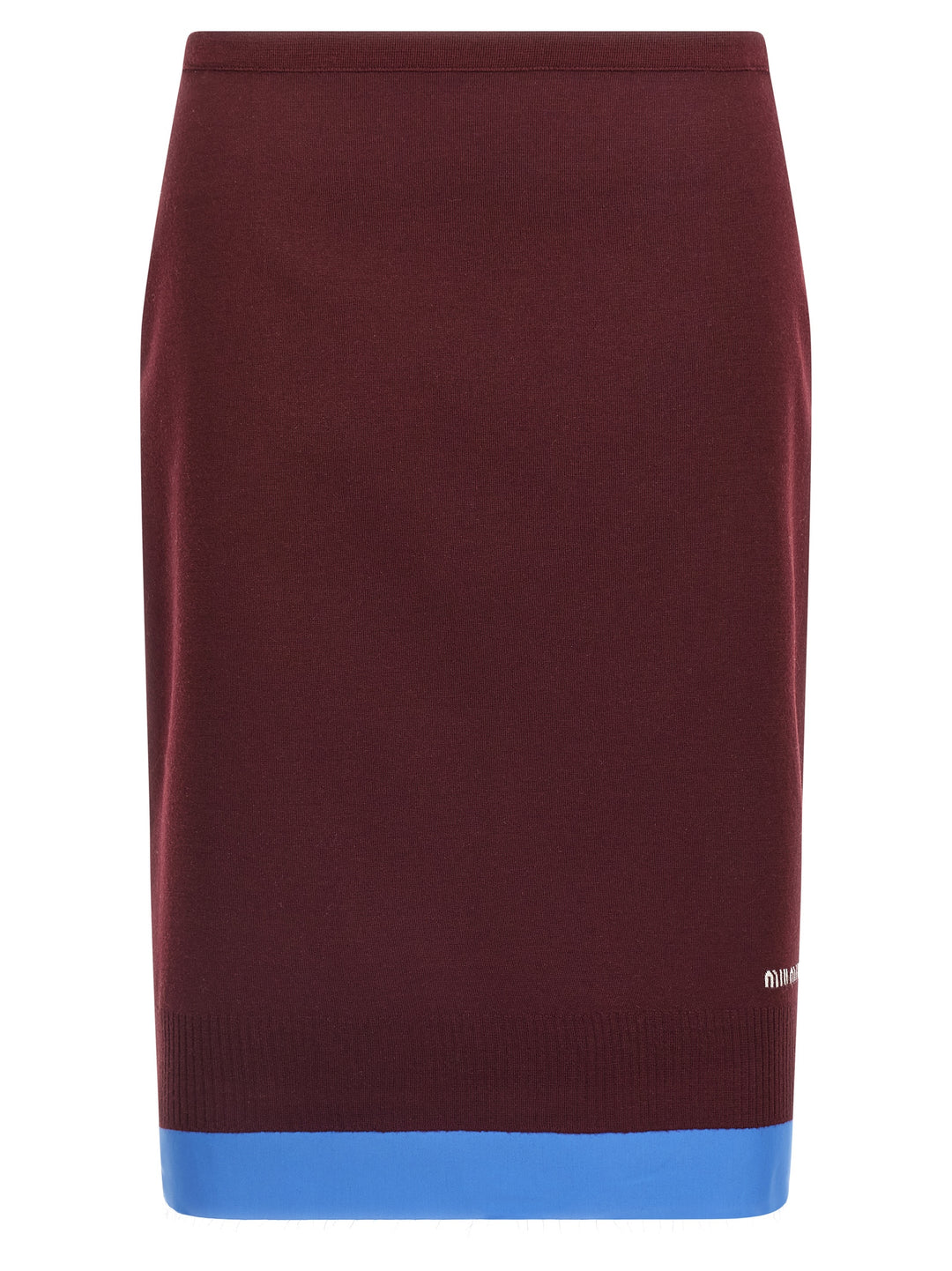 Miu Miu Bordeaux Virgin Wool Midi Skirt