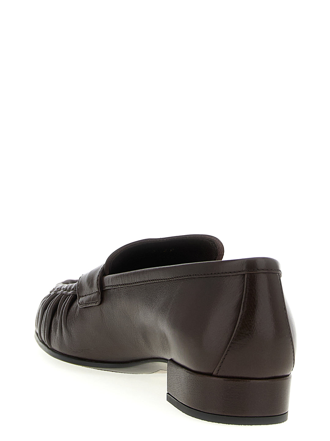 Prada Brown Buffalo Leather Slip-On Loafers