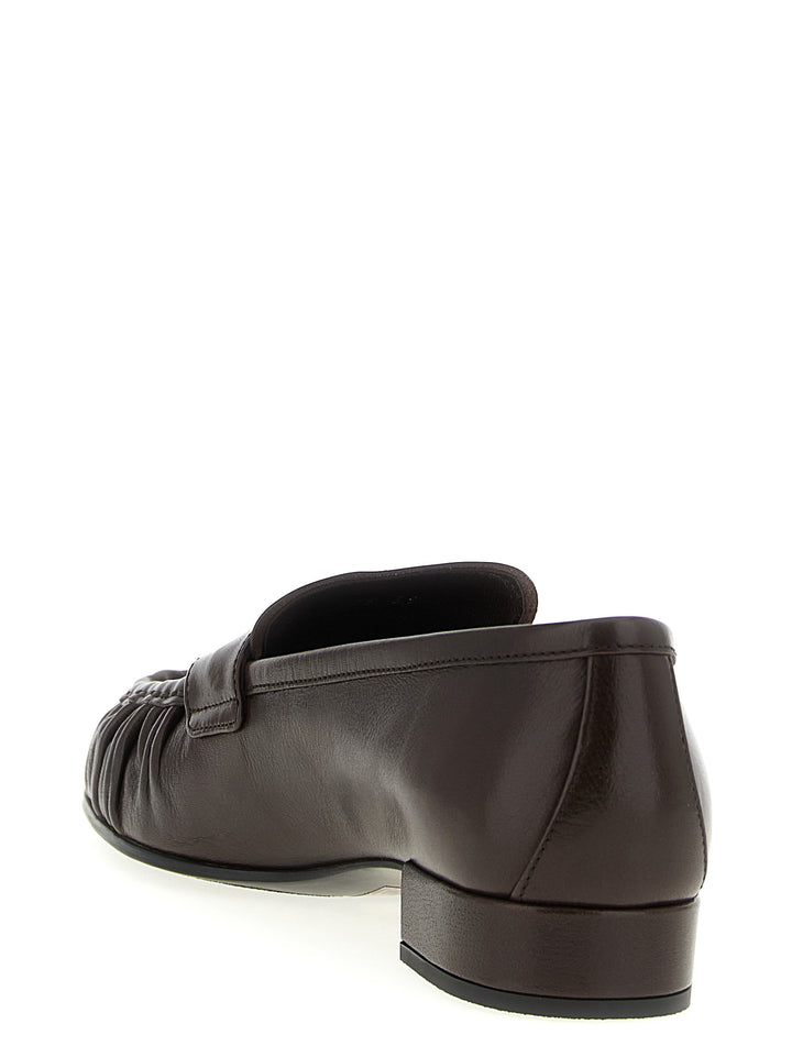 Prada Brown Buffalo Leather Slip-On Loafers