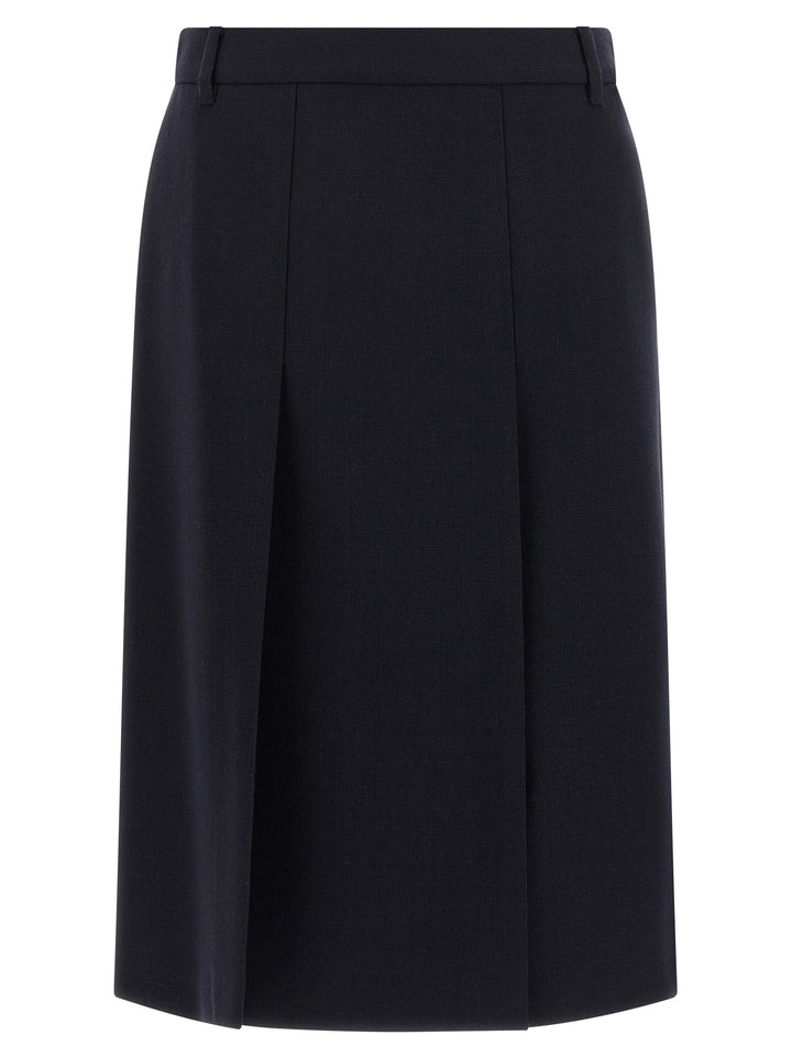 Prada Blue Virgin Wool Midi Skirt