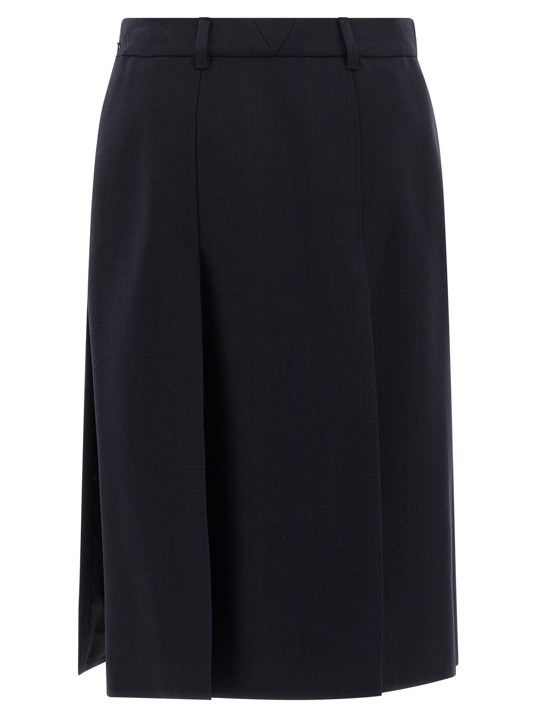 Prada Blue Virgin Wool Midi Skirt