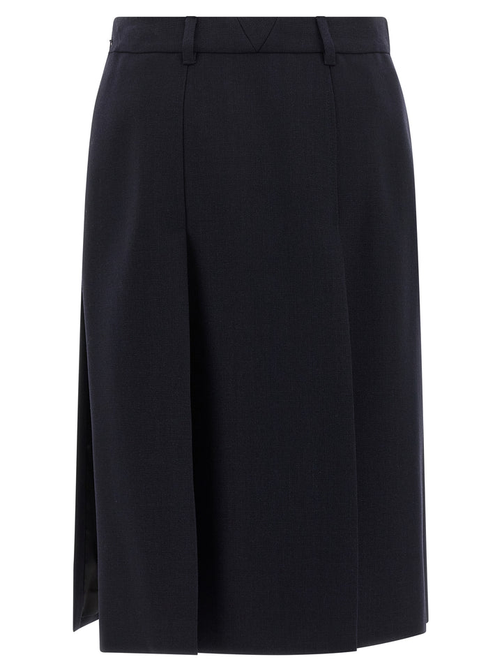 Prada Blue Virgin Wool Midi Skirt