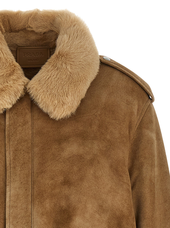 Prada Beige Lamb Leather Bomber