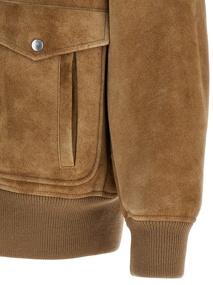 Prada Beige Lamb Leather Bomber