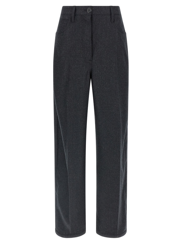 Prada Gray Virgin Wool Casual Pants
