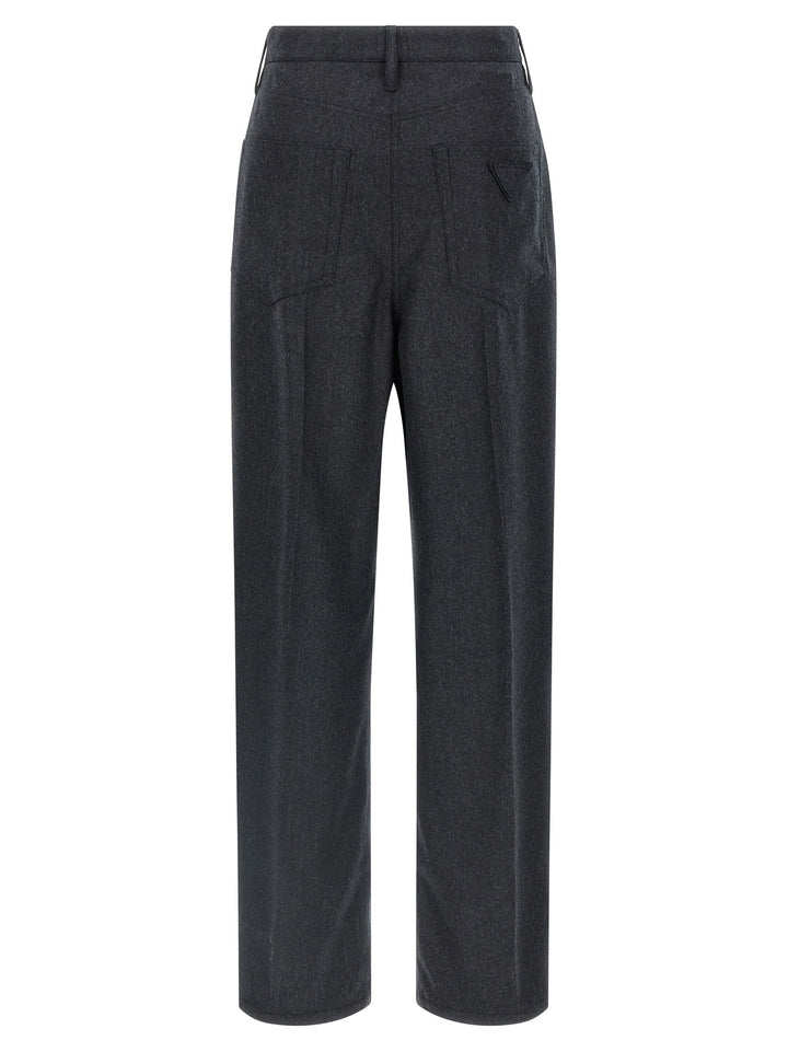 Prada Gray Virgin Wool Casual Pants