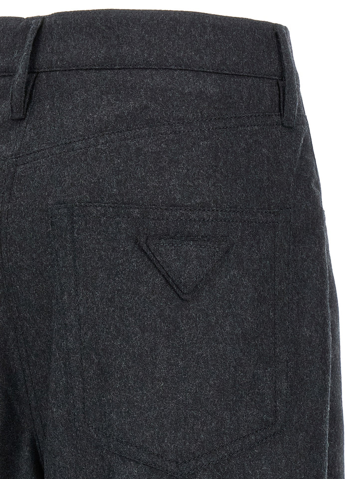 Prada Gray Virgin Wool Casual Pants