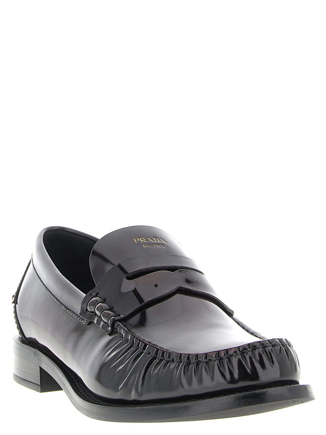Prada Bordeaux Calfskin Slip-On Loafers